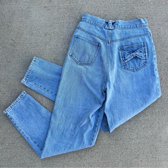 Vintage 80s 90s JS international high-rise bow detail wedgy Mom Jeans - Picture 5 of 9